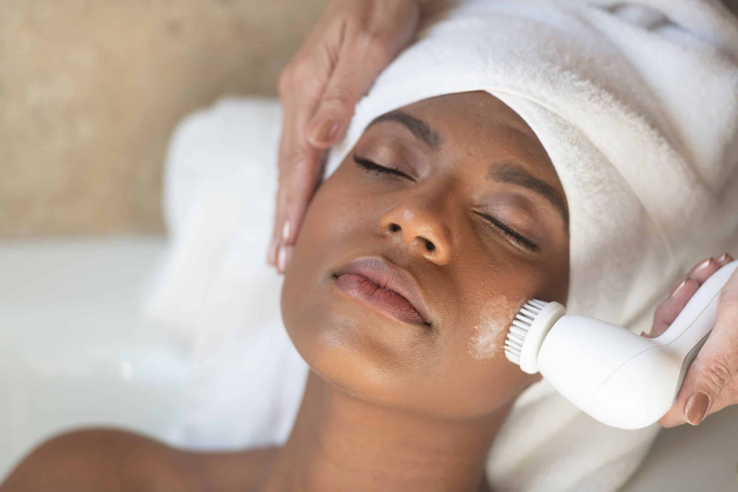 Young African American Woman Spa Treatment Relaxing